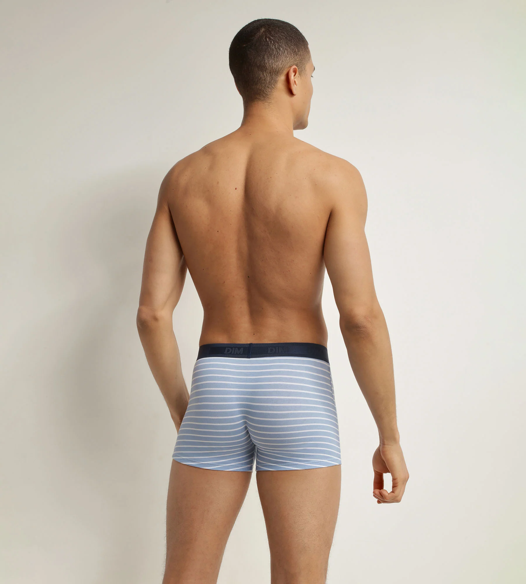 Boxer homme en coton stretch Bleu à rayures Dim Fancy - Image 2