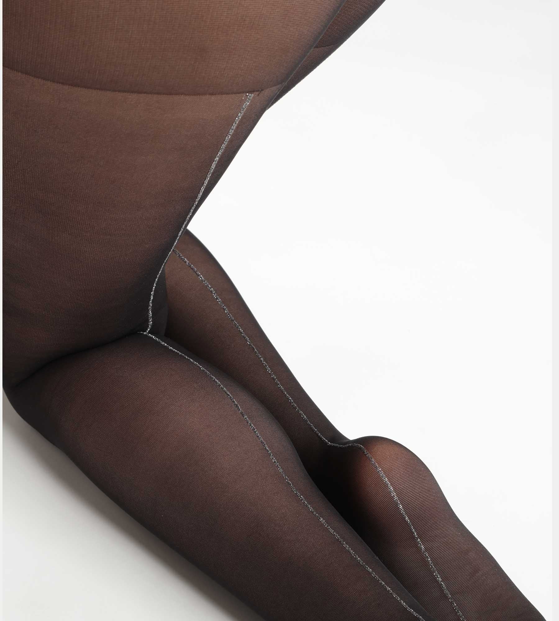 Collant transparent Noir avec bande de lurex argenté Dim Style - Image 2