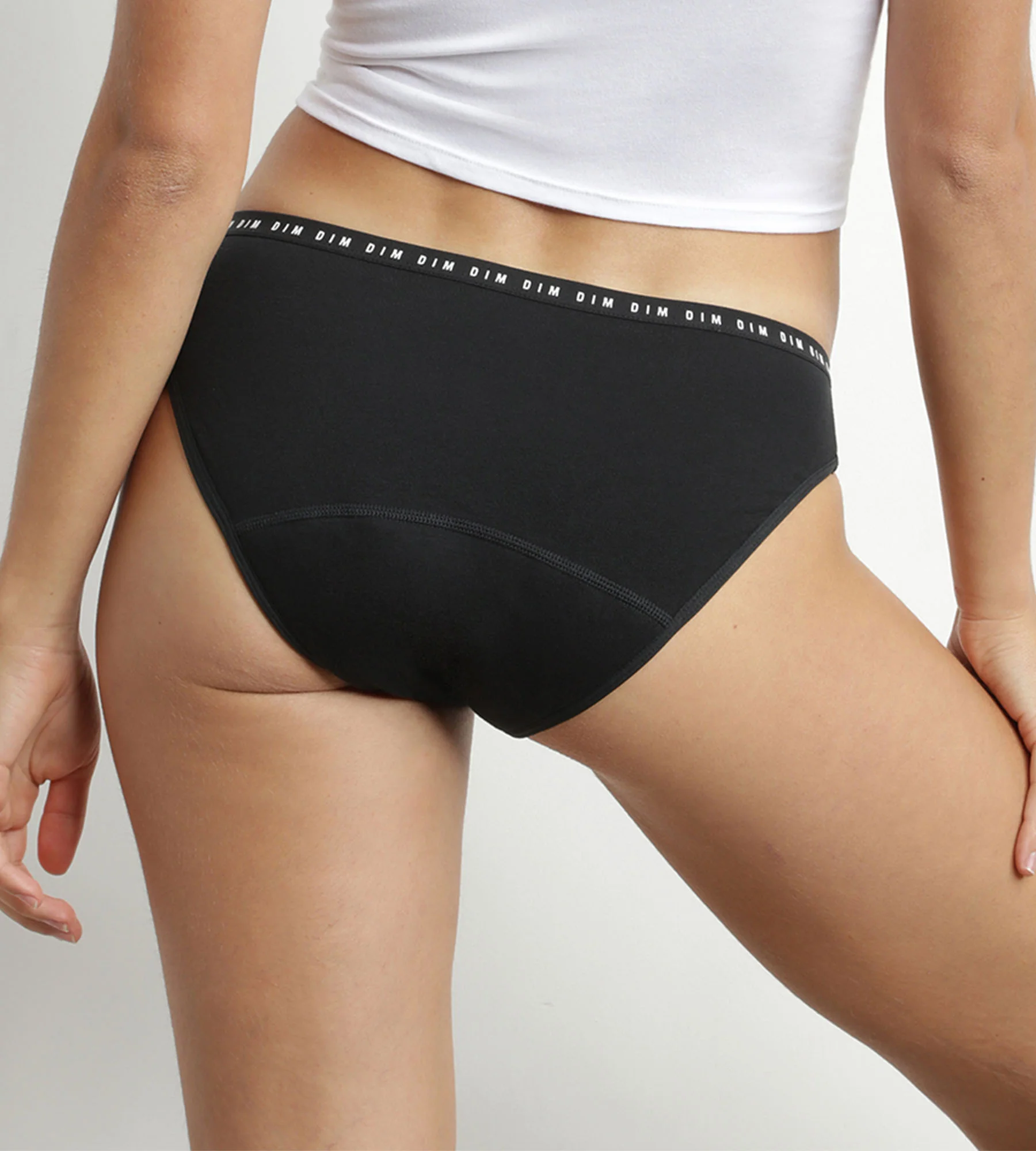 Culotte menstruelle lavable en coton bio noir Flux moyen Dim Protect - Image 2
