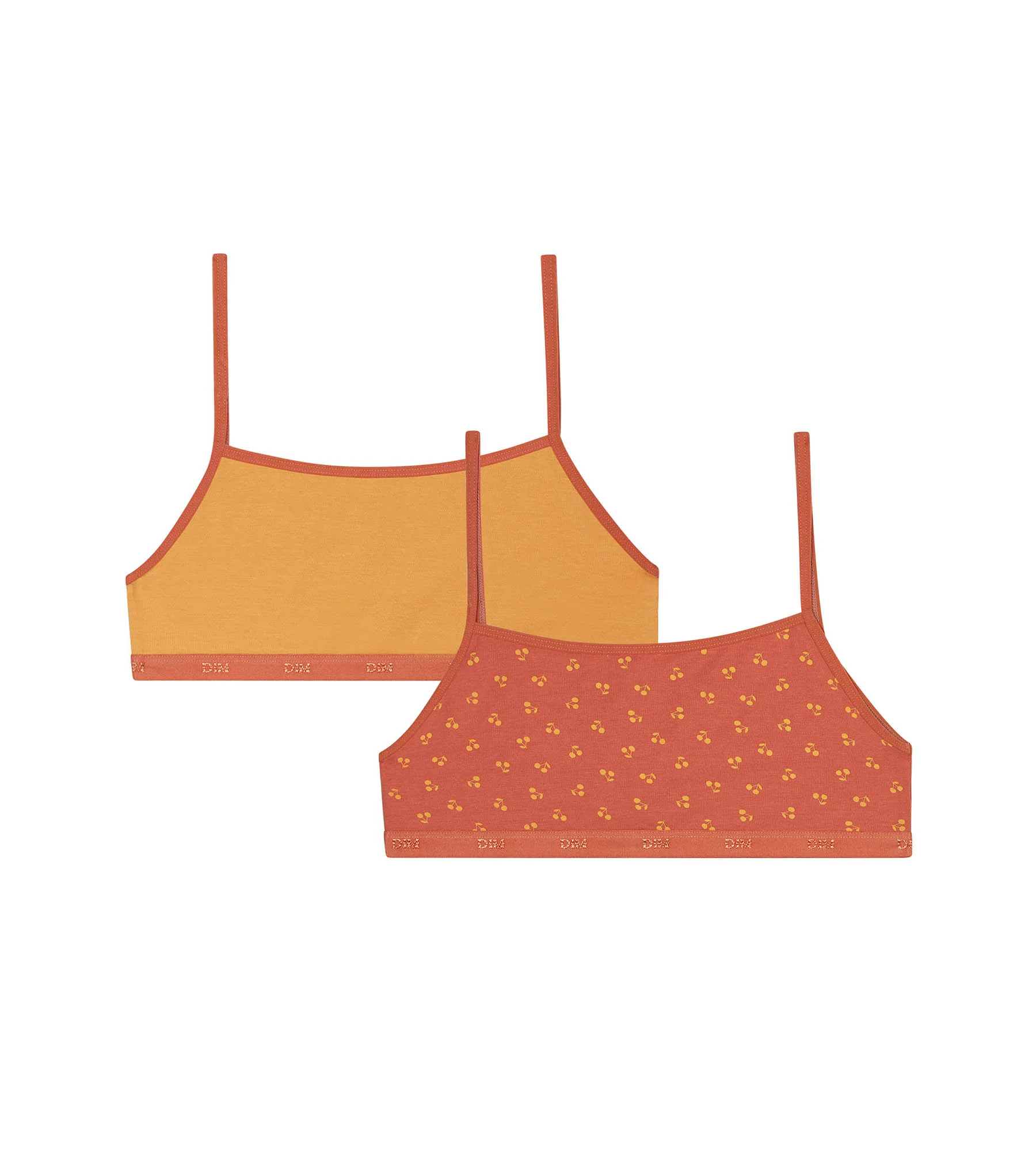 Lot de 2 brassières filles en coton à motif cerise Jaune Les Pockets - Image 2