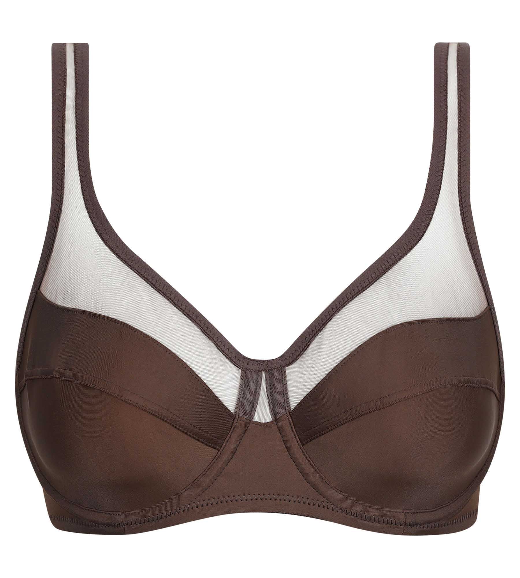 Soutien-gorge emboitant en microfibre et tulle Marron Dim Generous - Image 5